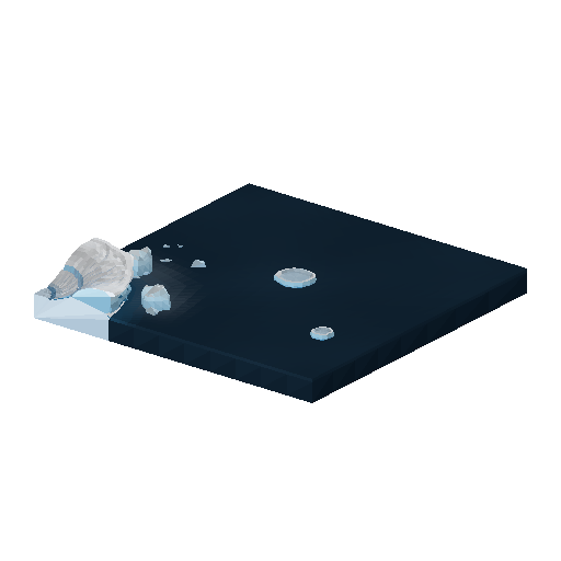 Low-poly Water 3D model: Shore Corner Out Ice Tile