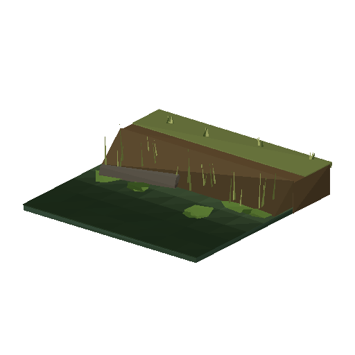 Low-poly Water 3D model: Shore Straight Bayou Tile