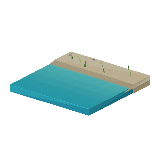 Low-poly Water 3D model: Shore Straight