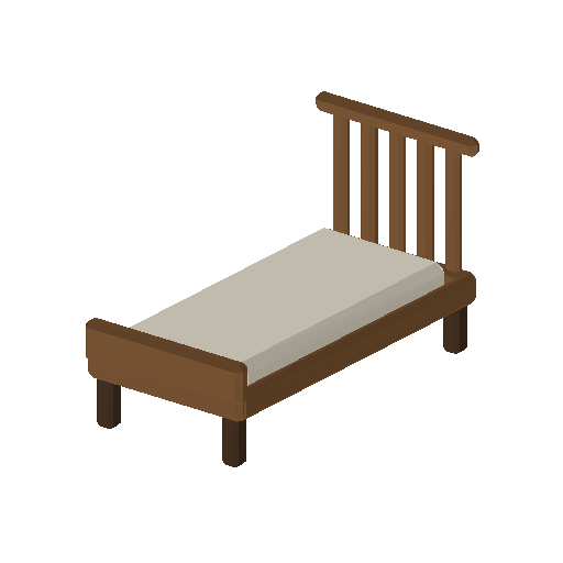 Low-poly Interiors 3D model: Single Bed