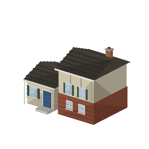 Low-poly Houses 3D model: Split Level House