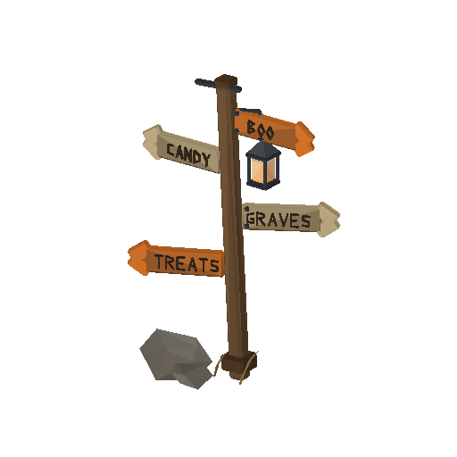 Low-poly Signage 3D model: Spooky Finger Post 01