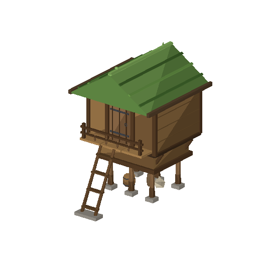 Low-poly Village Structures 3D model: Stabbur Storehouse