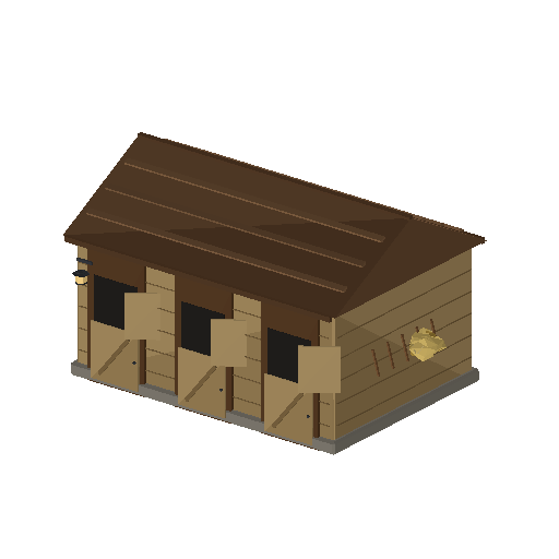 Low-poly Farm Structures 3D model: Stable