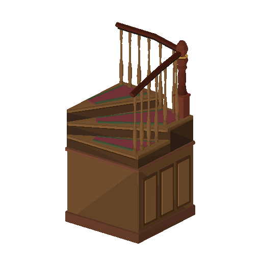 Low-poly Interiors 3D model: Stair Landing Turn