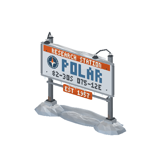 Low-poly Signage 3D model: Station Sign