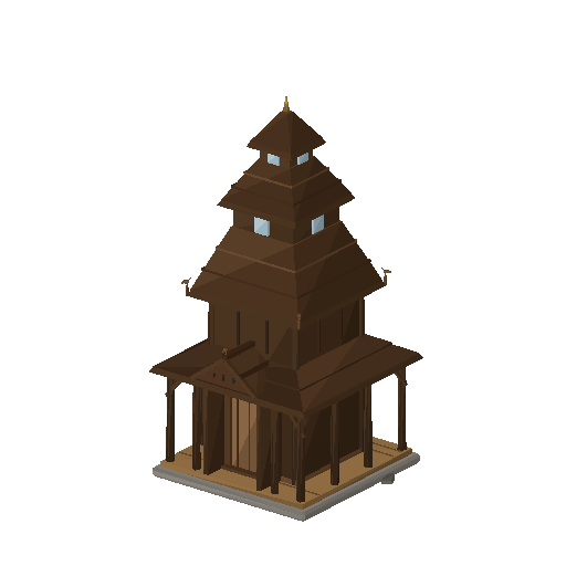 Low-poly Village Structures 3D model: Stave Church