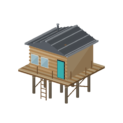 Low-poly Dwellings 3D model: Stilt House Over Water