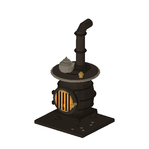 Low-poly Interiors 3D model: Stove Cast Iron
