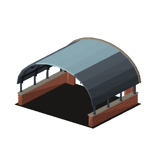 Low-poly Station & Rail Structures 3D model: Terminus Trainshed
