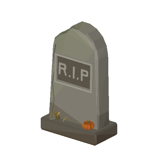 Low-poly Halloween Decorations 3D model: Tombstone 01