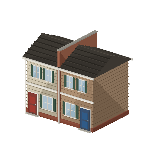 Low-poly Houses 3D model: Townhouse Duplex