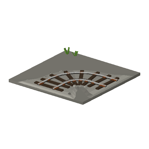 Low-poly Track 3D model: Track Curve Tight Tile