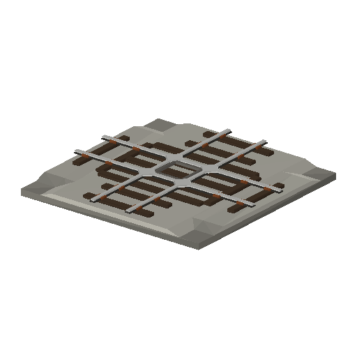 Low-poly Track 3D model: Track Diamond Crossing Tile