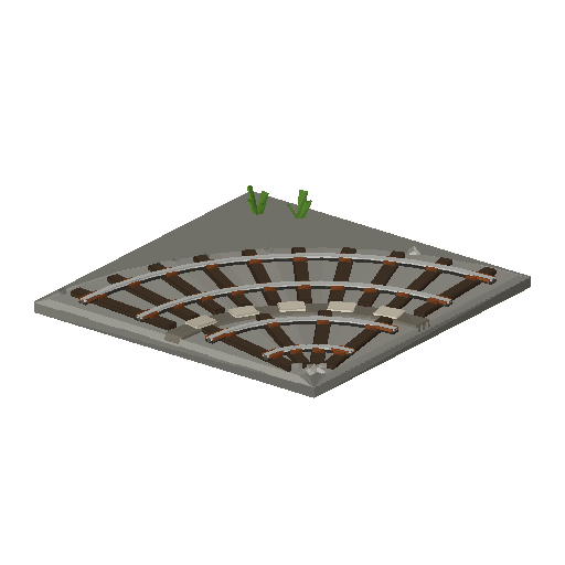 Low-poly Track 3D model: Track Double Curve Tile