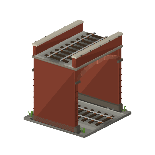 Low-poly Track 3D model: Track Flyover Crossing Tile