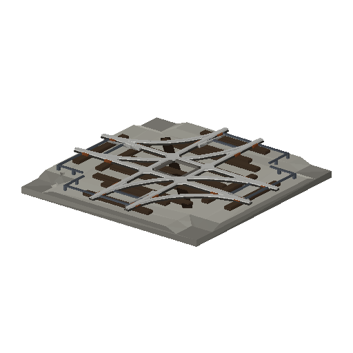 Low-poly Track 3D model: Track Slip Crossing Tile