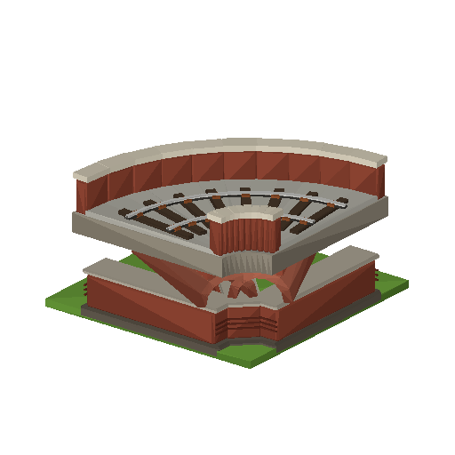 Low-poly Track 3D model: Track Viaduct Curve Tile