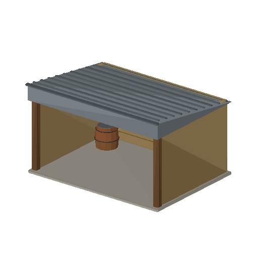 Low-poly Farm Structures 3D model: Tractor Shed