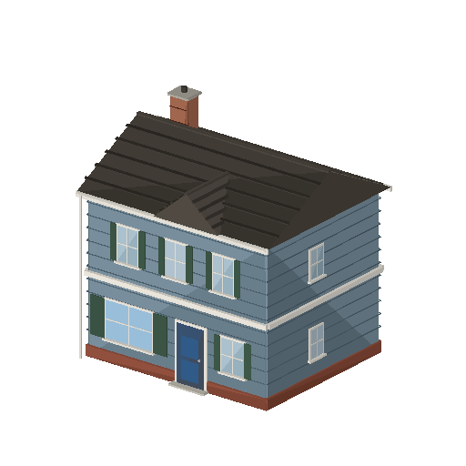 Low-poly Houses 3D model: Two Story House