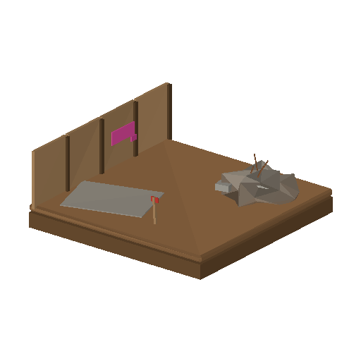 Low-poly Terrain 3D model: Vacant Lot Tile 01