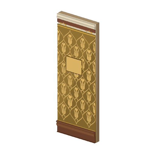 Low-poly Interiors 3D model: Wall Damask Gold