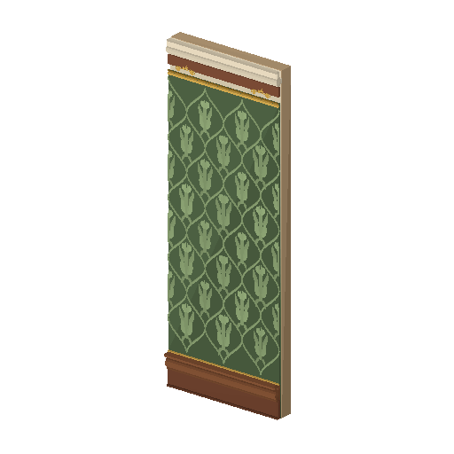 Low-poly Interiors 3D model: Wall Damask Green