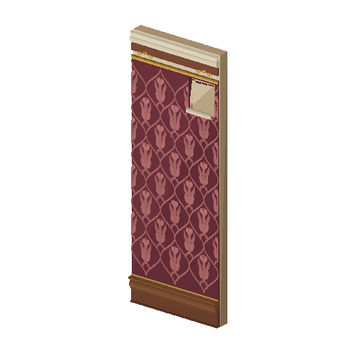 Low-poly Interiors 3D model: Wall Damask Red