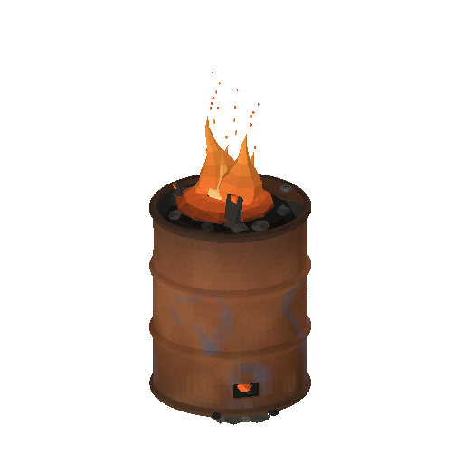 Low-poly Props 3D model: Wasteland Fire Barrel