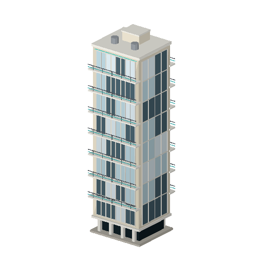 Low-poly Towers & Civic 3D model: Waterfront Condo Tower