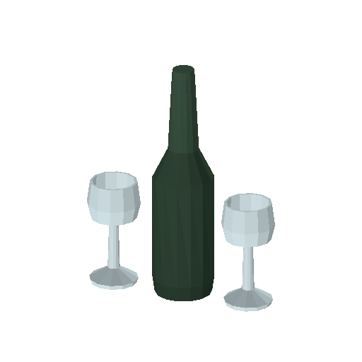 Low-poly Interiors 3D model: Wine Bottle Glasses