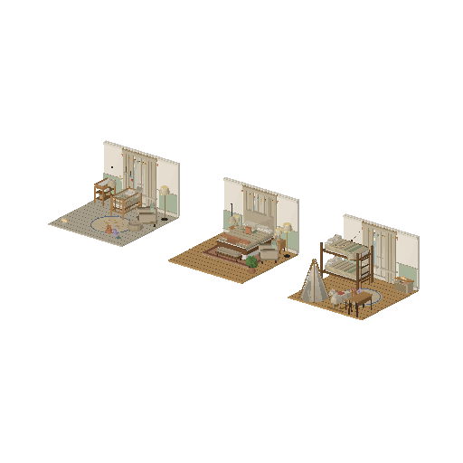Interactive demo world built from the Bedroom Interiors Kit low-poly 3D asset pack