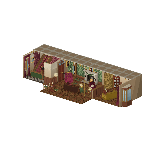 Interactive demo world built from the Haunted Parlour Interior low-poly 3D asset pack