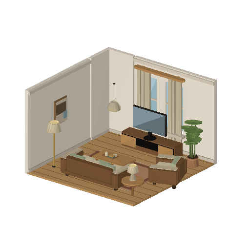 Low-poly 3D asset pack: Living Room Interior Kit