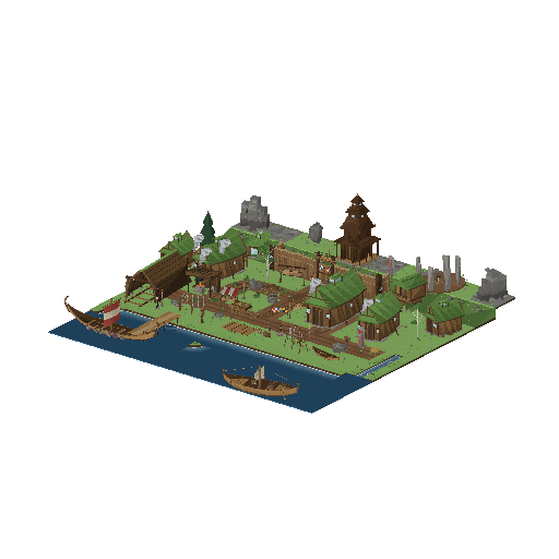 Low-poly 3D asset pack: Viking Fjord