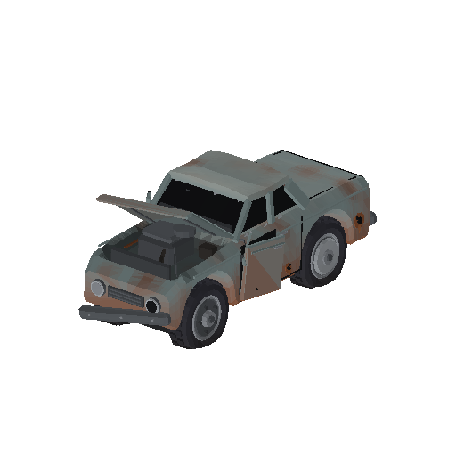 Low-poly Vehicles 3D model: Wrecked Car
